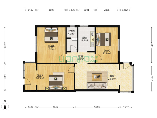 宪立巷 3室1厅1卫 103平方