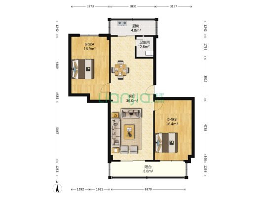 兴华南街小区 2室1厅1卫 94平方