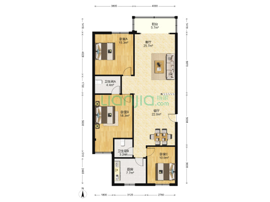 杨渡二村 3室2厅2卫 130平方
