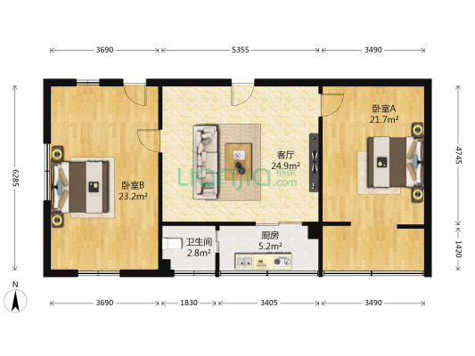 久福嘉园 2室1厅1卫 67平方