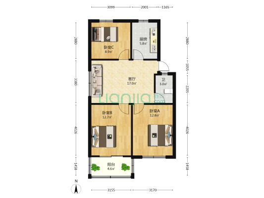 东池路 3室1厅1卫 78平方