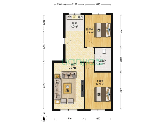 燃化集团均家滩住宅区 2室1厅1卫 85平方