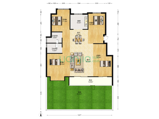 滨江棕榈公园壹号 4室2厅2卫 142平方