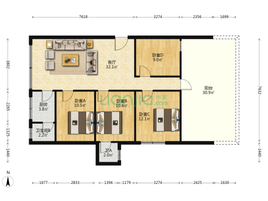 永泽楼 4室1厅2卫 96平方