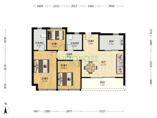 春咏风荷里 3室1厅2卫 99平方