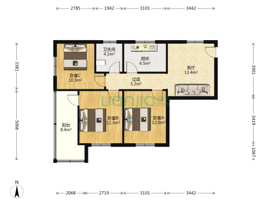 外贸家属院(四季东巷) 3室1厅1卫 83平方