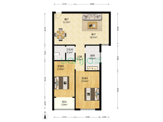 信德 · 彩世界 2室2厅1卫 100平方