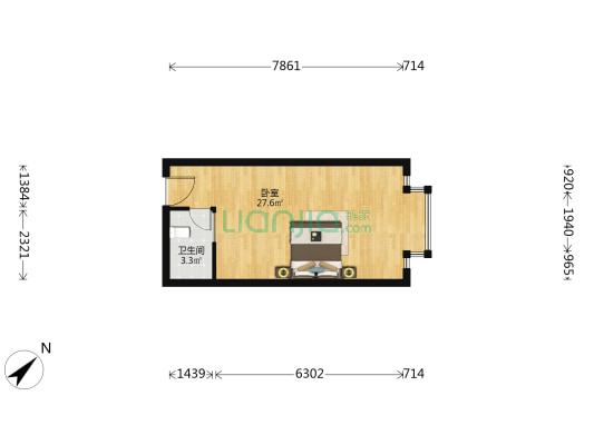 和源大楼 1室0厅1卫 43平方