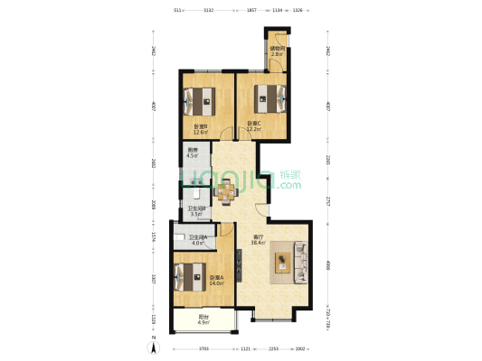 孔寨新区一区 3室1厅2卫 130平方