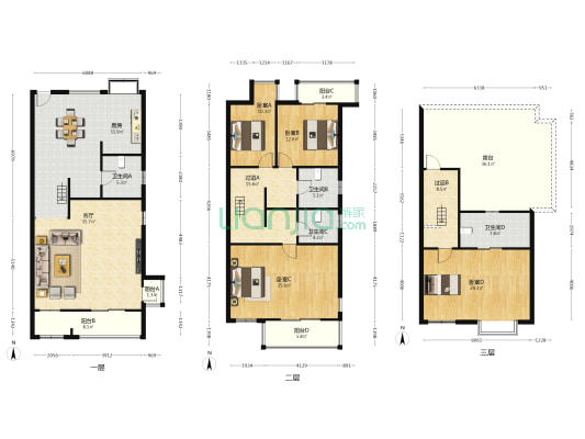 上游水岸1期 4室1厅4卫 291平方