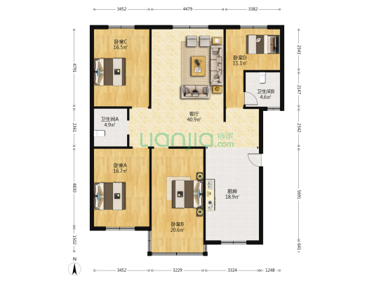 高立大厦 4室1厅2卫 170平方