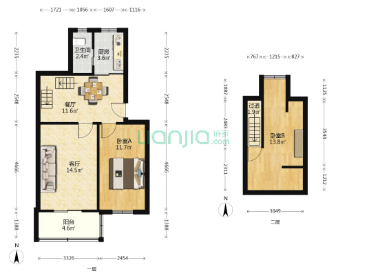 沈塘东村 2室2厅1卫 60平方