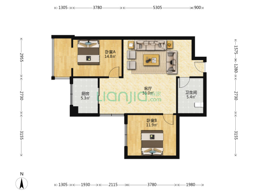 山西水工 2室1厅1卫 94平方