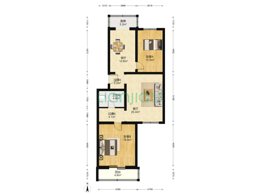 吴店西里 2室2厅1卫 107平方