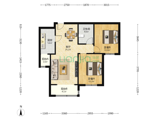 浩庭花园三期 2室1厅1卫 89平方
