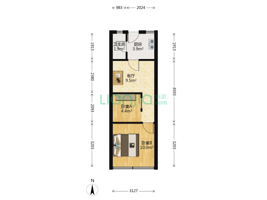 七桂塘步行街 2室1厅1卫 44平方