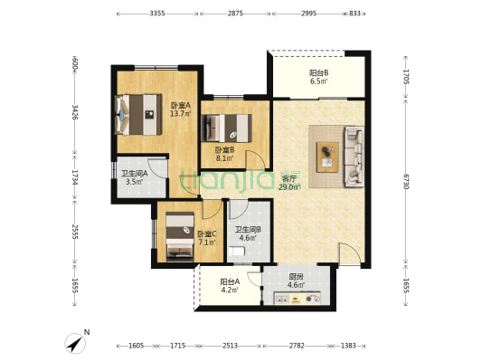 国投天樾云宸 3室1厅2卫 92平方