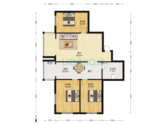 康泰乐园南区 3室1厅1卫 139平方
