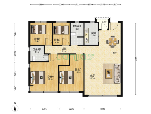 和达·上城 4室1厅2卫 144平方