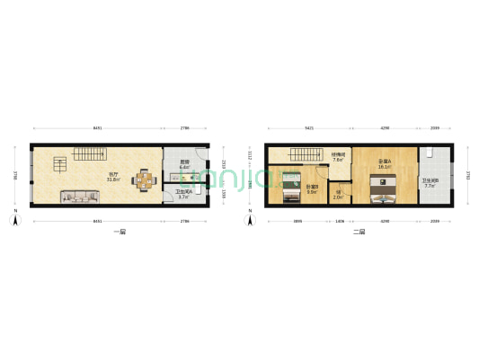天竺苑 2室1厅2卫 61平方