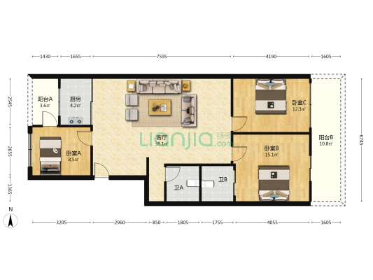双港小区 3室1厅2卫 110平方