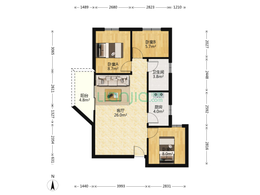 红荔花园 3室1厅1卫 64平方