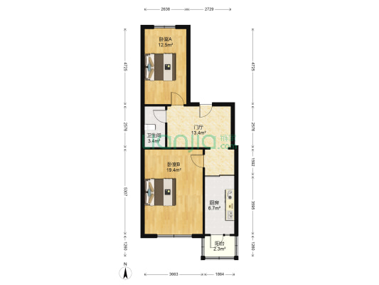 自然研究所家属楼 2室0厅1卫 80平方