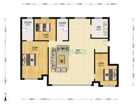 金地御峯 3室1厅2卫 141平方