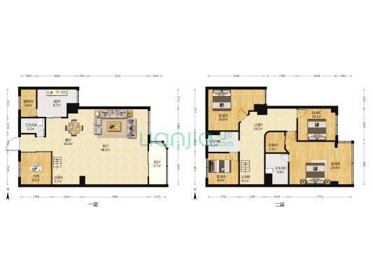 旭阳大厦 5室2厅3卫 240平方