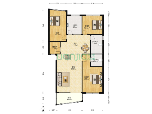 榕筑二区 3室2厅2卫 155平方