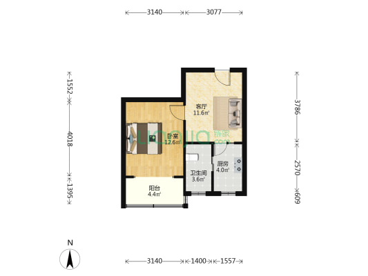 芳华路411弄 1室1厅1卫 43平方