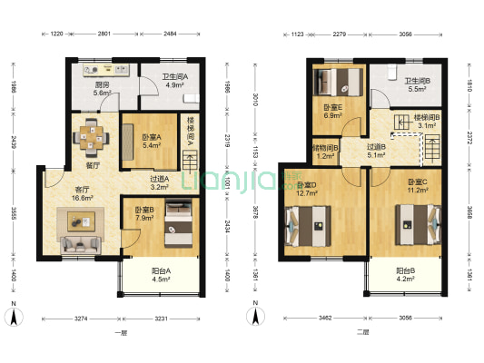 金成花园 5室1厅2卫 130平方