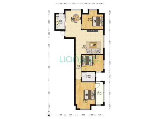 钱隆御景 3室2厅1卫 110平方