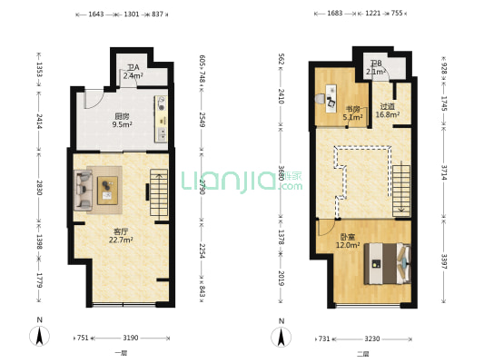 五和万科长阳天地9号院 2室1厅2卫 51平方