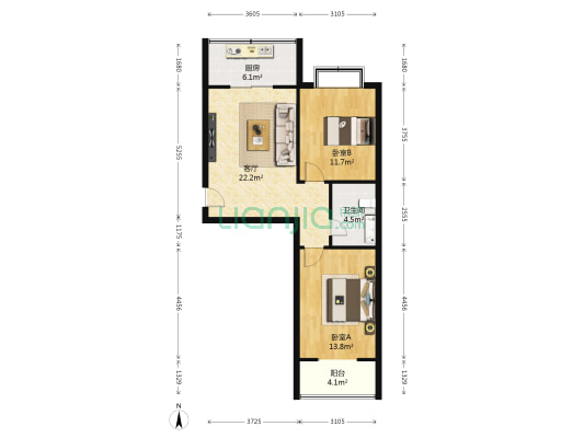 凤翔山庄 2室1厅1卫 74平方