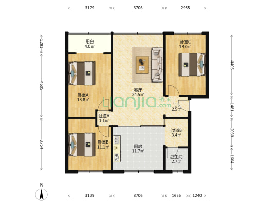 东苑(安居路) 3室1厅1卫 106平方