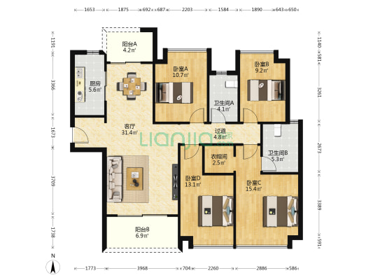 金茂建发观悦 4室1厅2卫 142平方