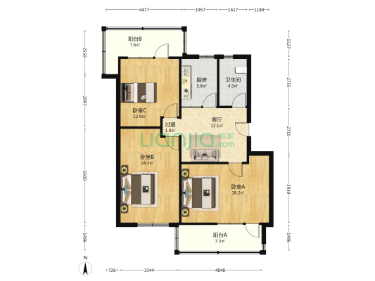 锡州东路1-2号 3室1厅1卫 108平方