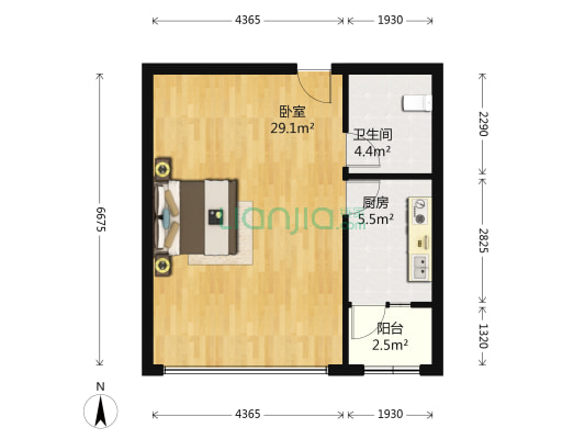东成西就 1室0厅1卫 59平方