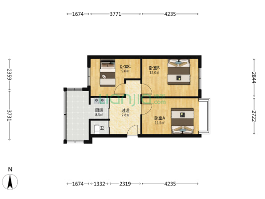 慈光世纪居 3室0厅1卫 70平方