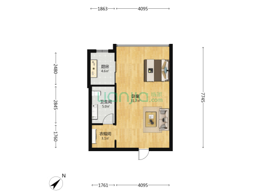 荣明花园 1室0厅1卫 50平方