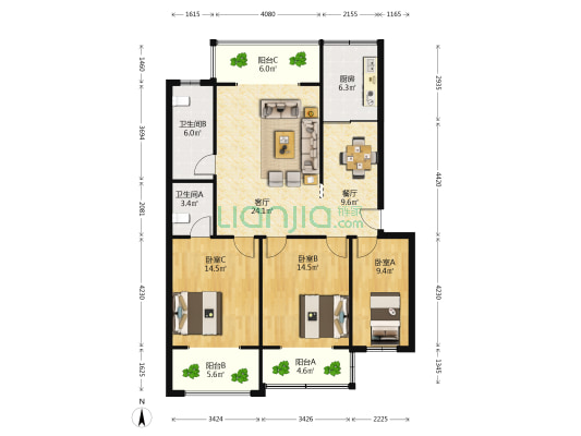 泰宁翠竹园 3室2厅2卫 125平方