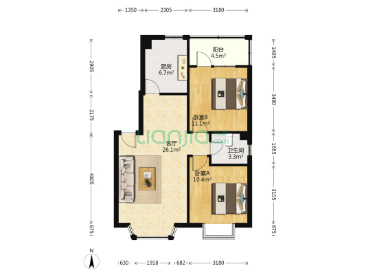 桂湖河畔北区 2室1厅1卫 71平方