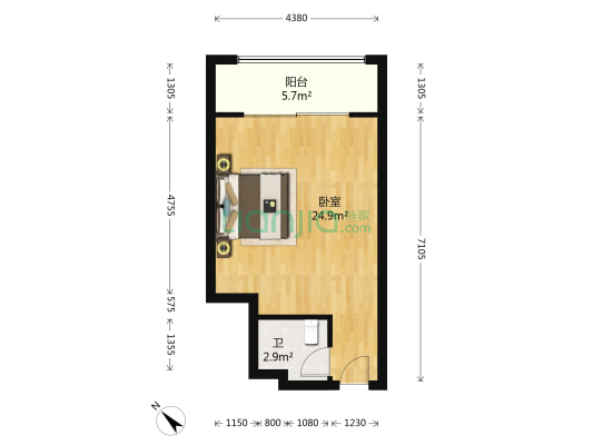 保利西街 1室0厅1卫 50平方