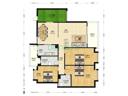 御翠豪苑 3室2厅2卫 134平方