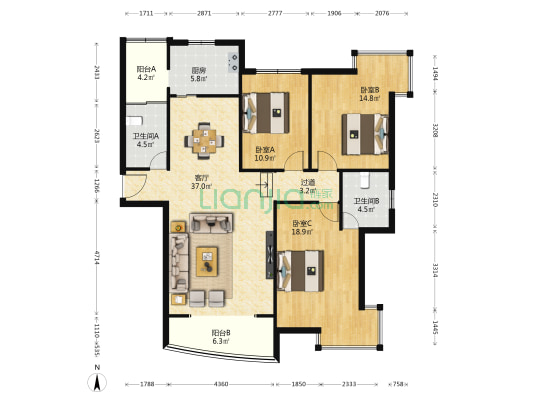 昌和·峰水鉴 3室1厅2卫 149平方