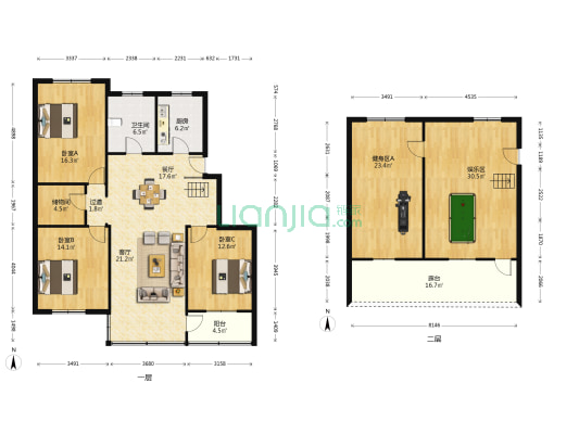 莲河桥 3室2厅1卫 119平方