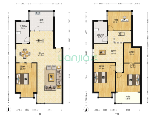东昇花园 4室2厅2卫 173平方