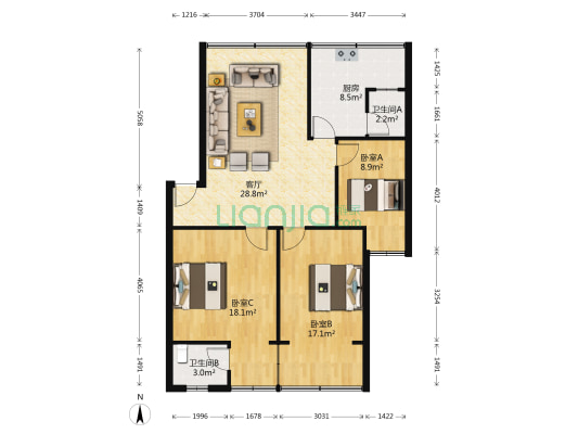 广西木偶剧团 3室1厅2卫 94平方