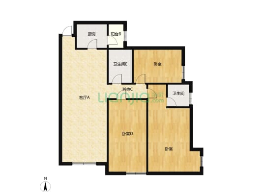 地段繁华，宽敞3居室，户型好，价格实惠，生活配套齐-户型图